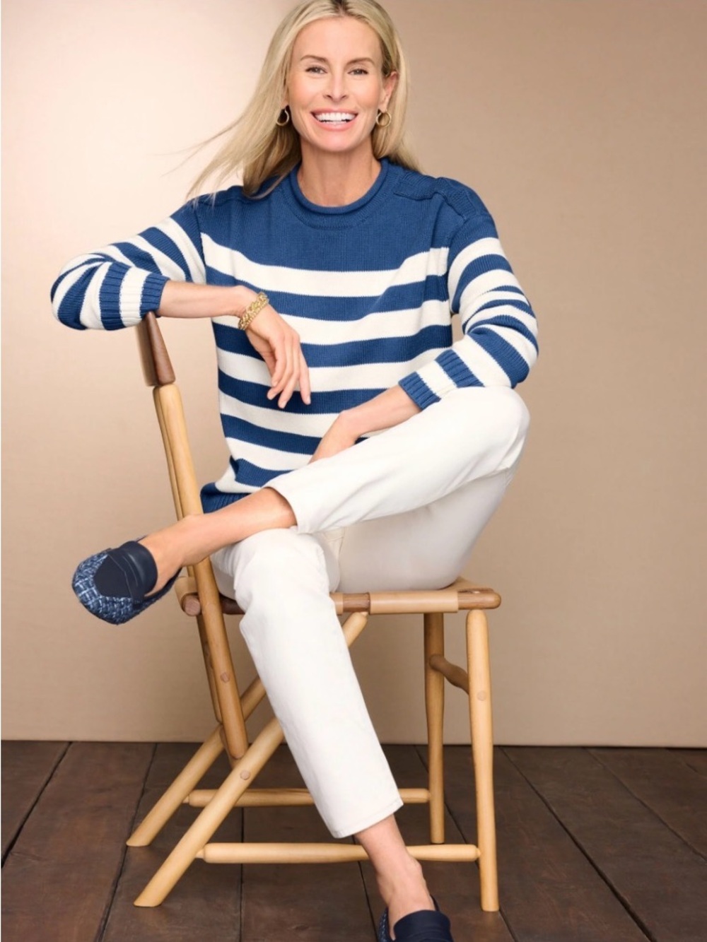 Talbots Blue and White Striped Knit Top
